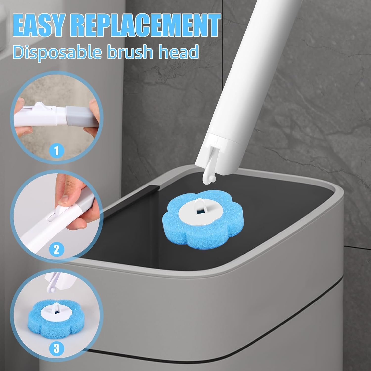 Disposable Toilet Bowl Cleaning Brush,Toilet Bowl Wand and Holder with 24 Refills,Toilet Bowl Wand Kit Wall-mounted Suitable for Bathrooms