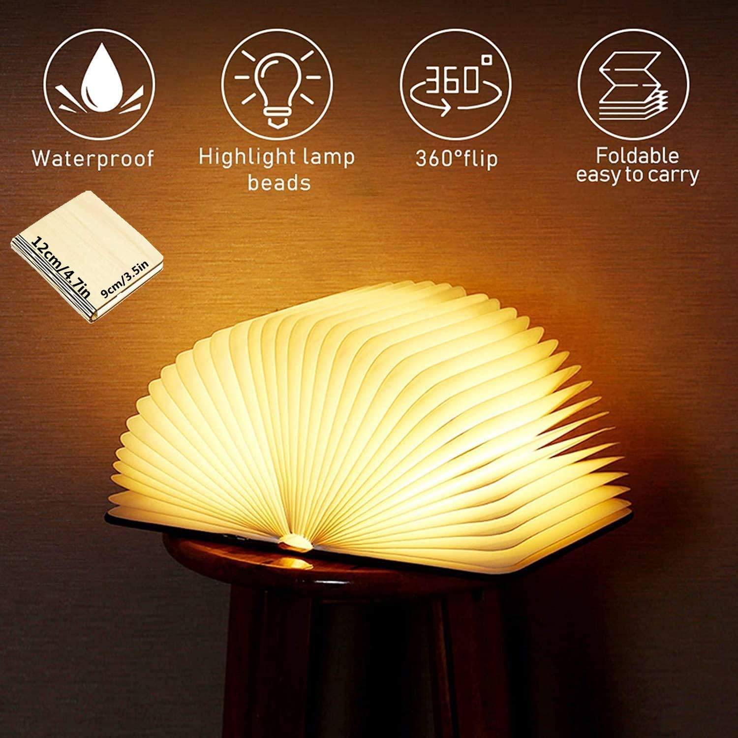 Molbory Novelty Folding Book Lamp Night Light