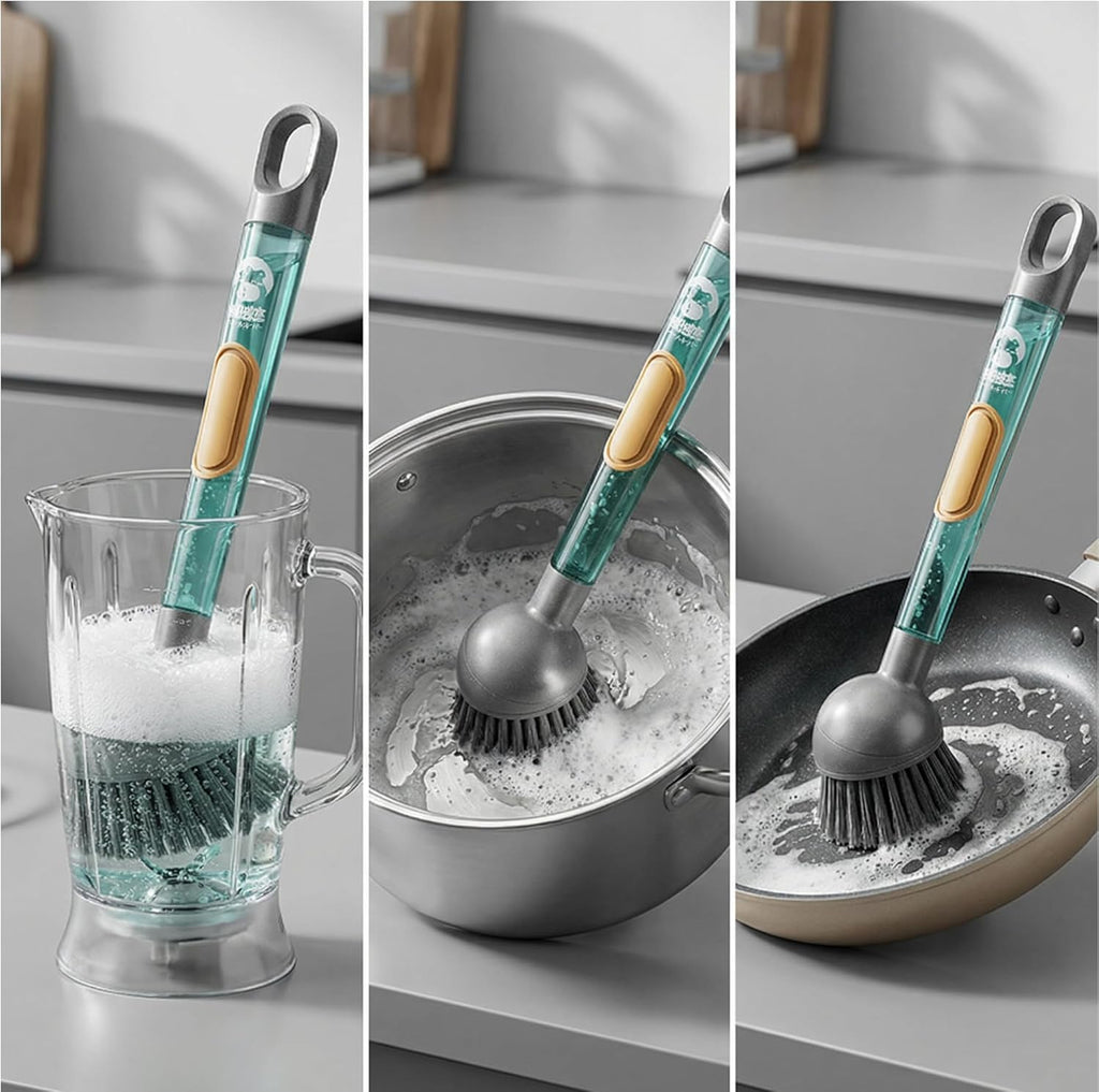 Kitchen Dish Cleaning Brush with Built-in Soap Dispenser