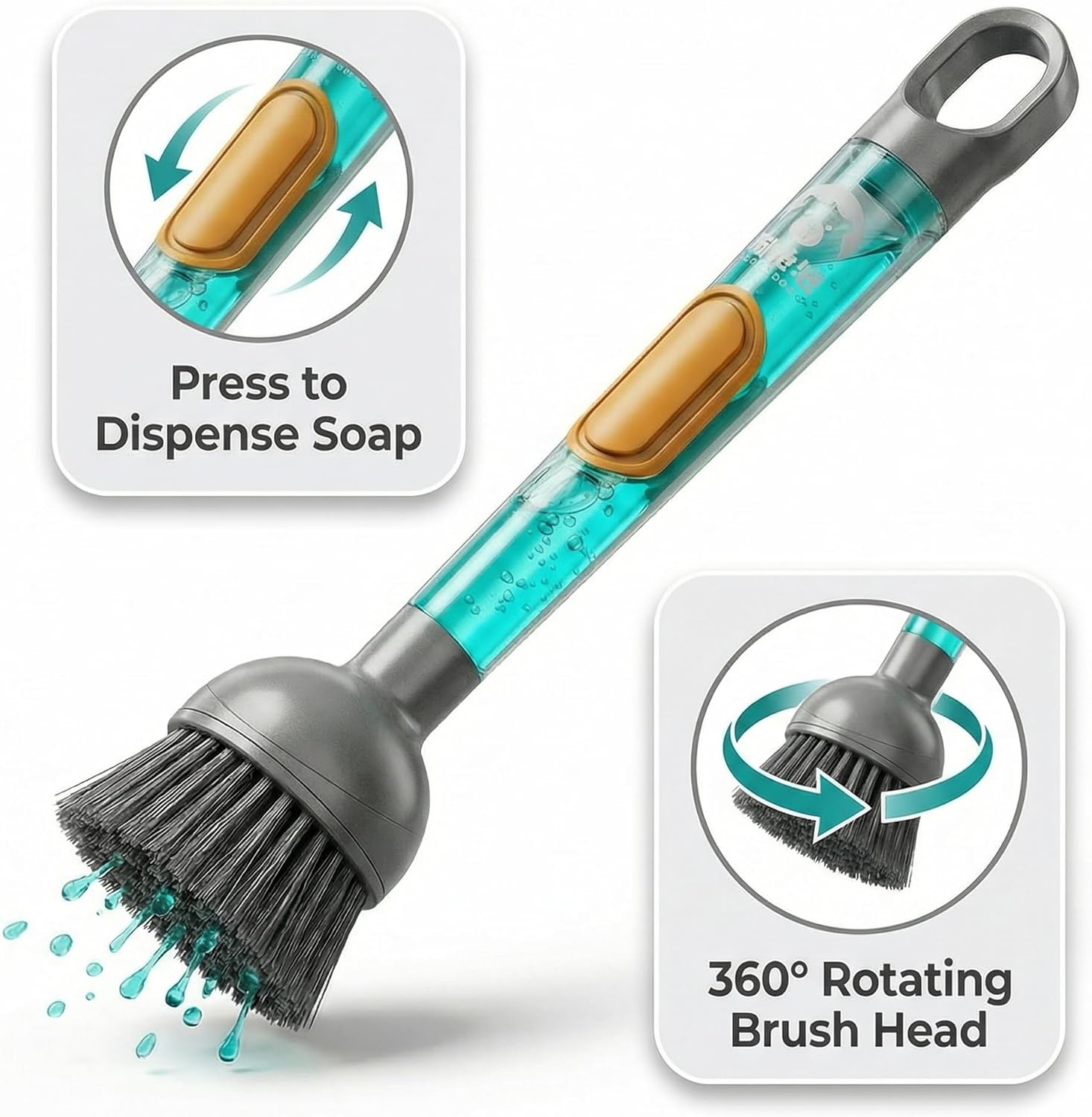 Kitchen Dish Cleaning Brush with Built-in Soap Dispenser